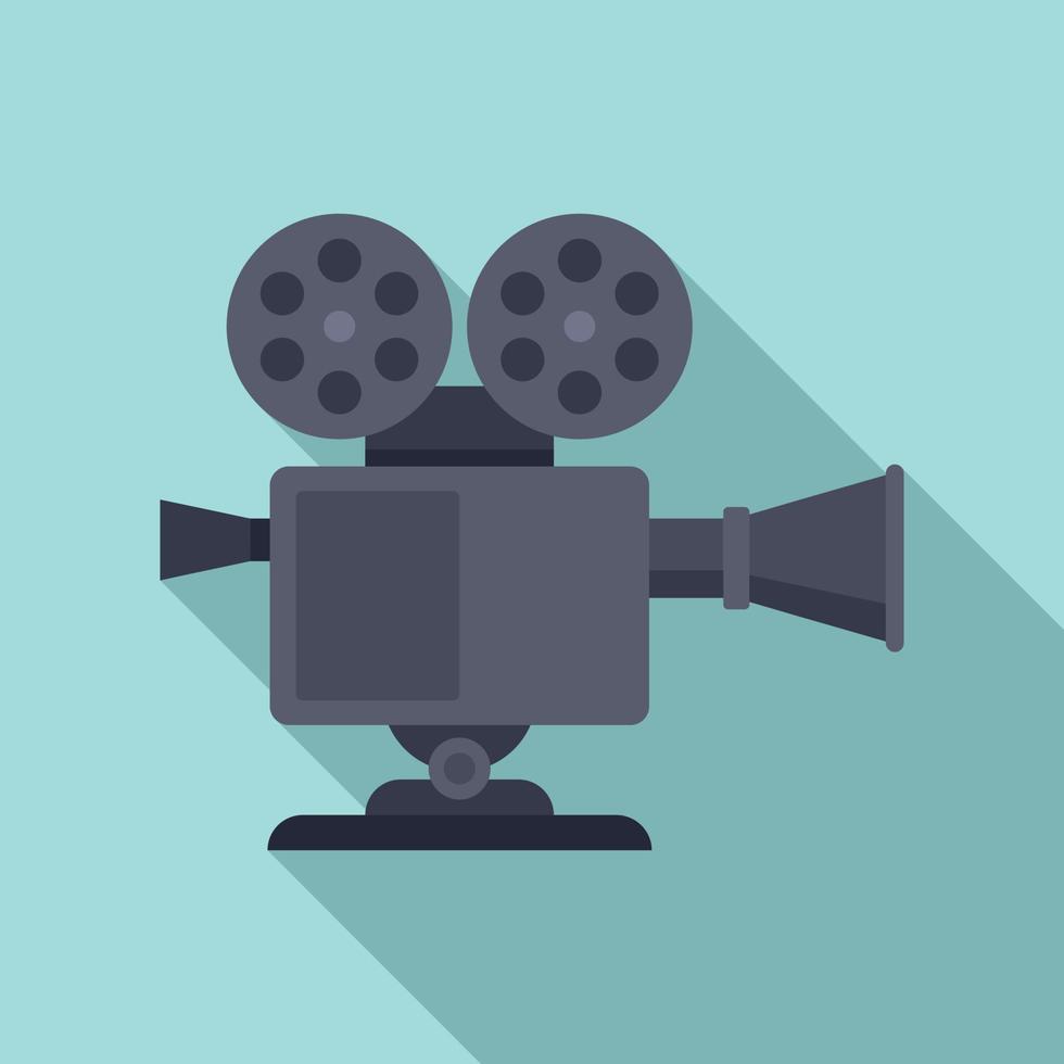 Retro video camera icon, flat style vector
