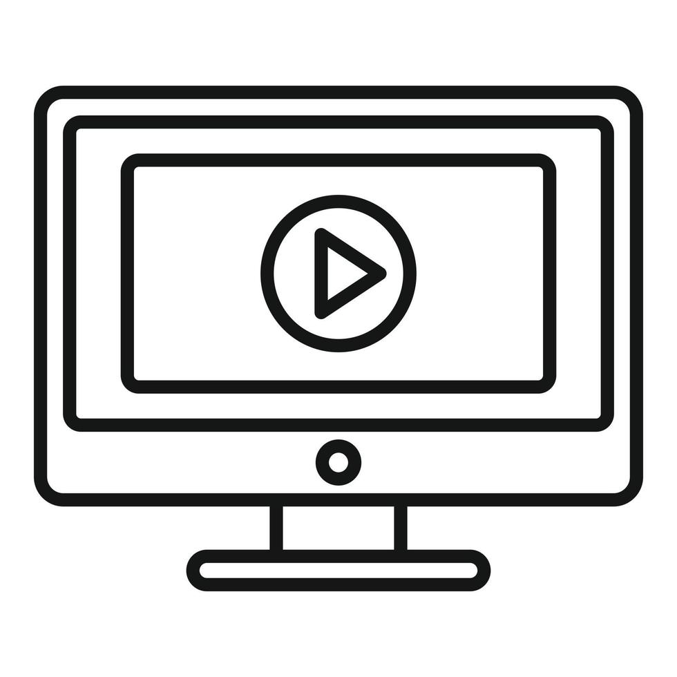 Home video monitor icon, outline style vector