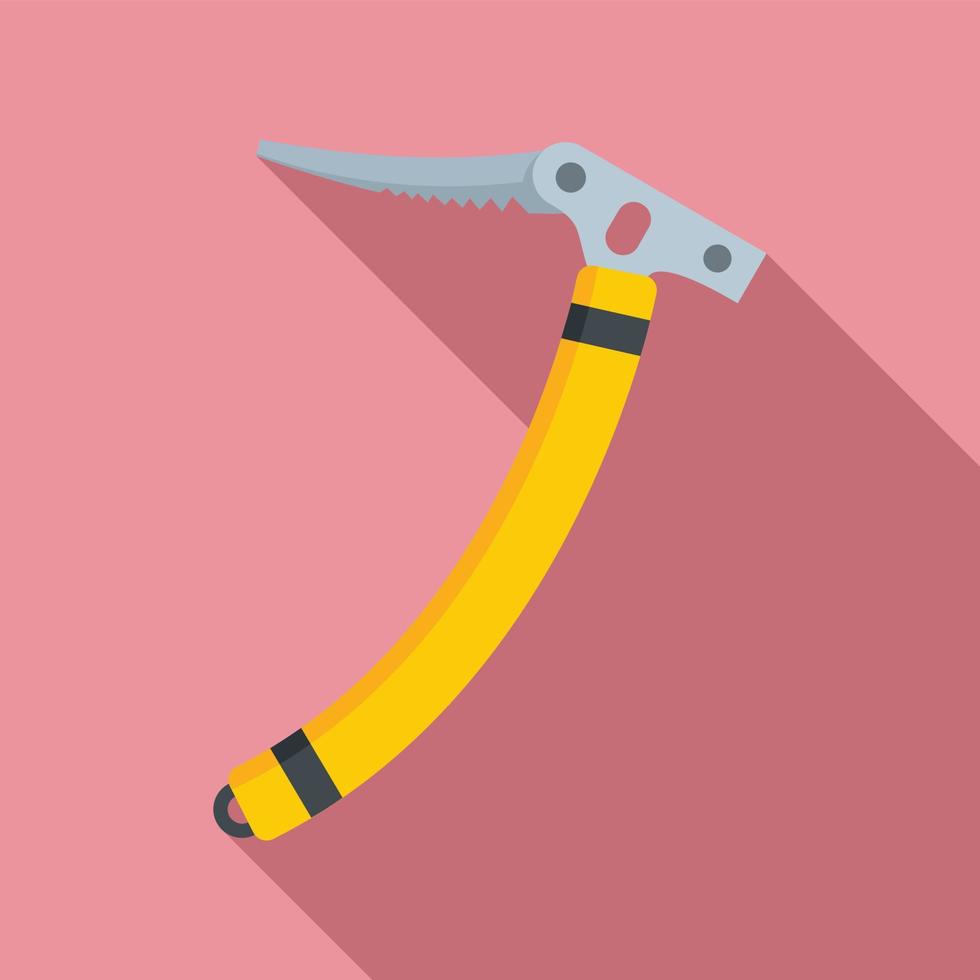 Industrial climber ice axe icon, flat style vector