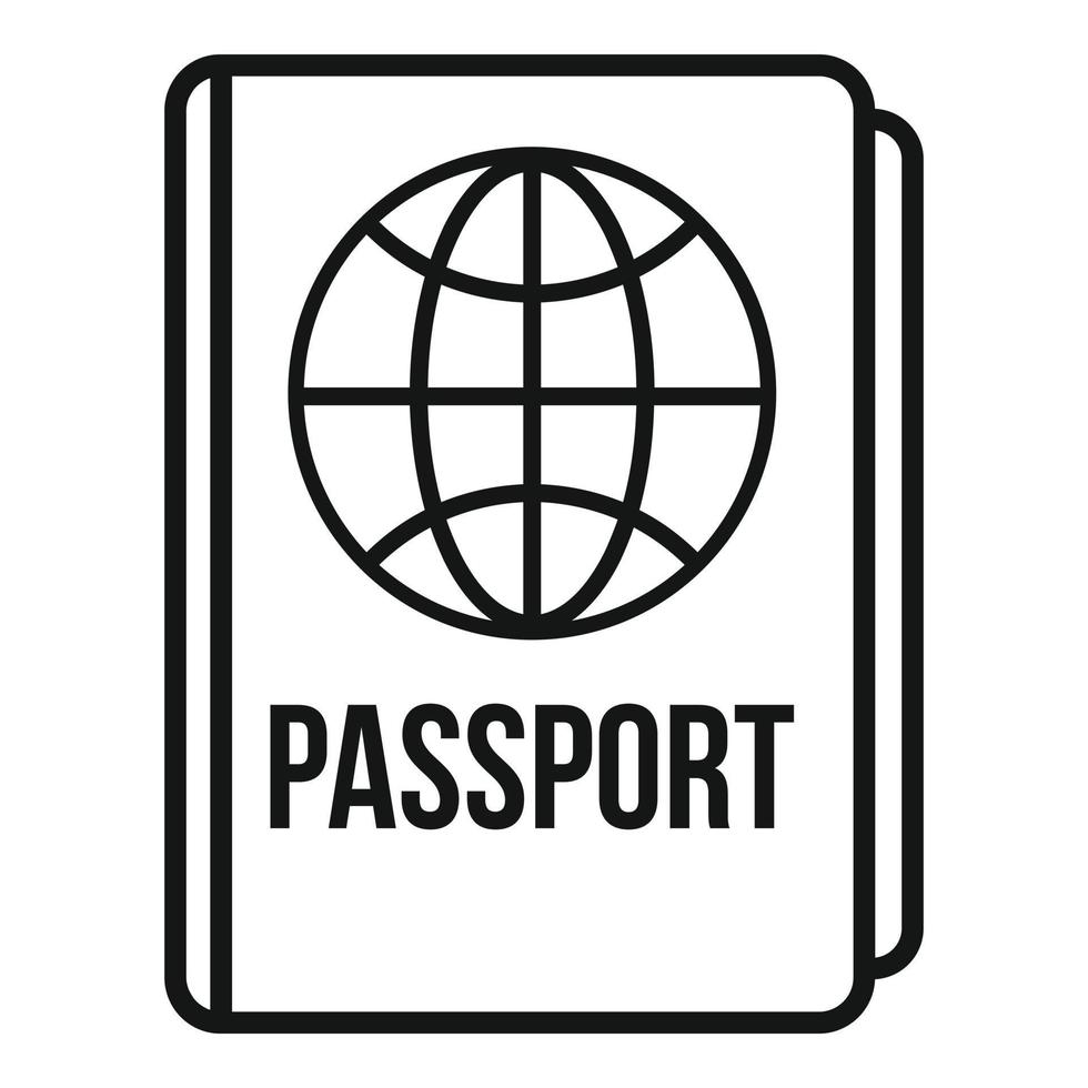 International passport icon, outline style vector