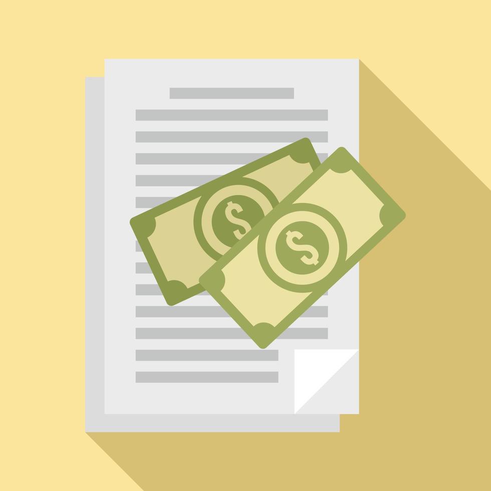 Document bribery money icon, flat style vector