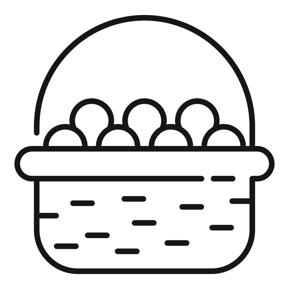 Farm eggs basket icon, outline style vector