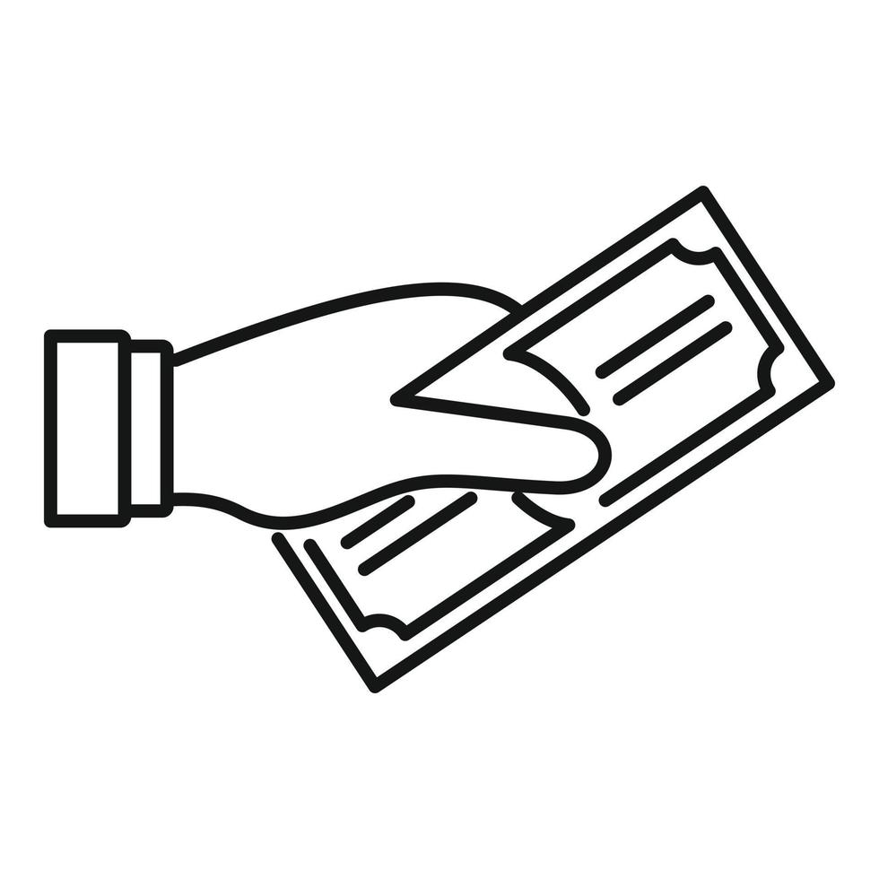 Hand cash bribery icon, outline style vector