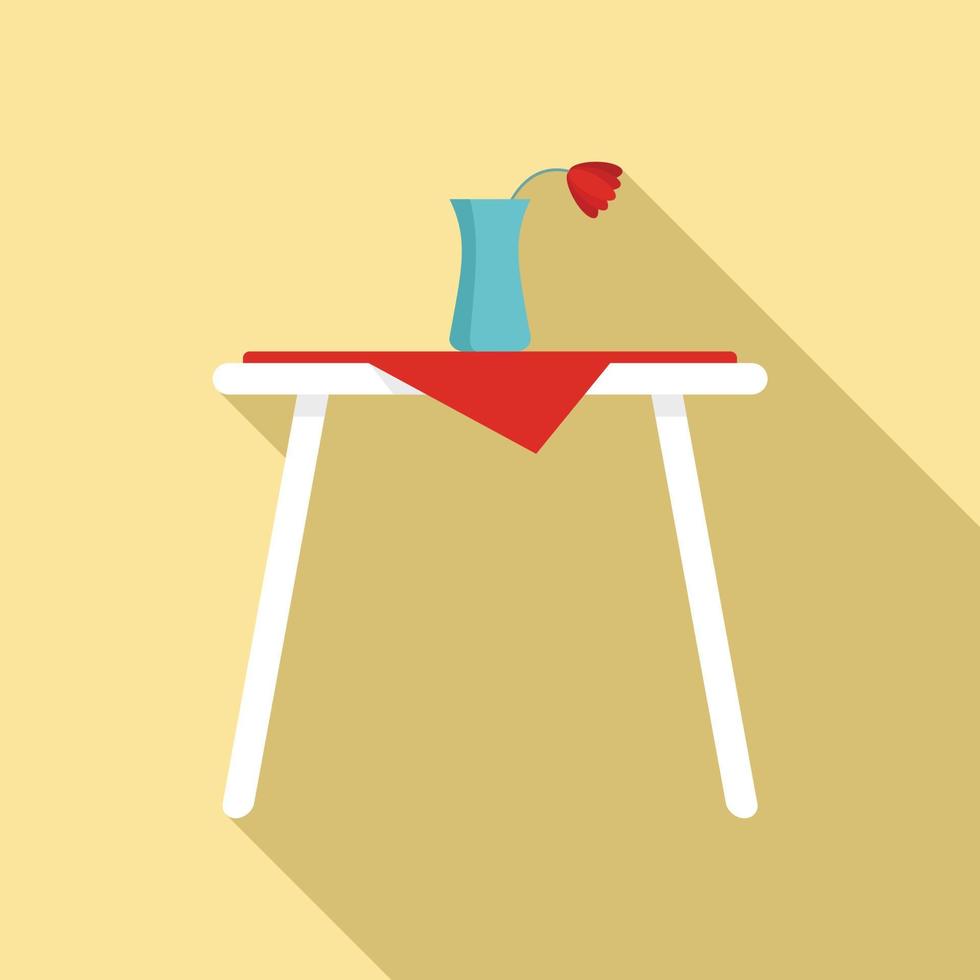 Room service romantic table icon, flat style vector