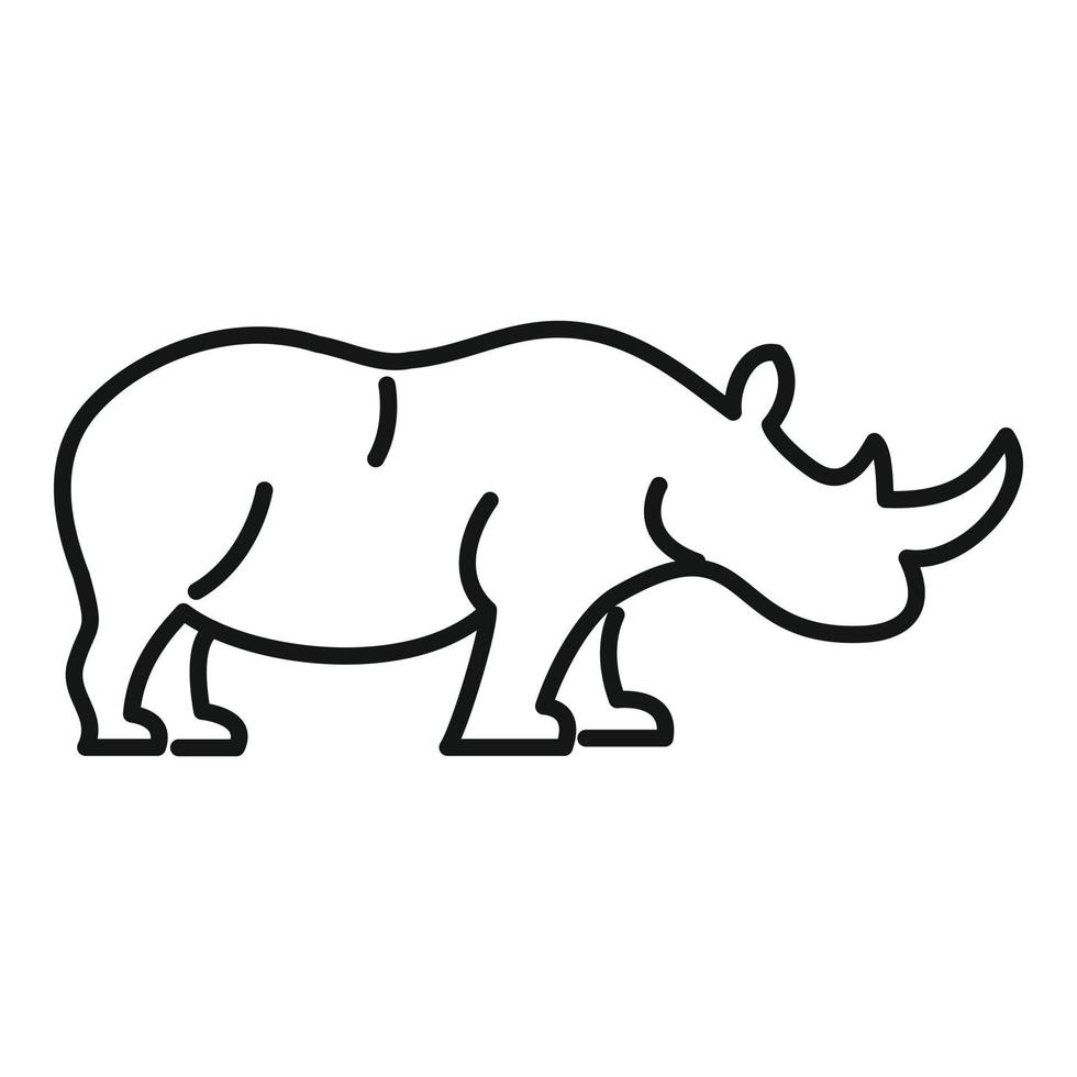 icono de rinoceronte africano, estilo de esquema vector