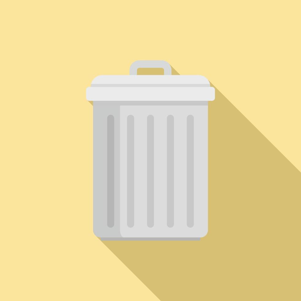 Garbage bin icon, flat style vector