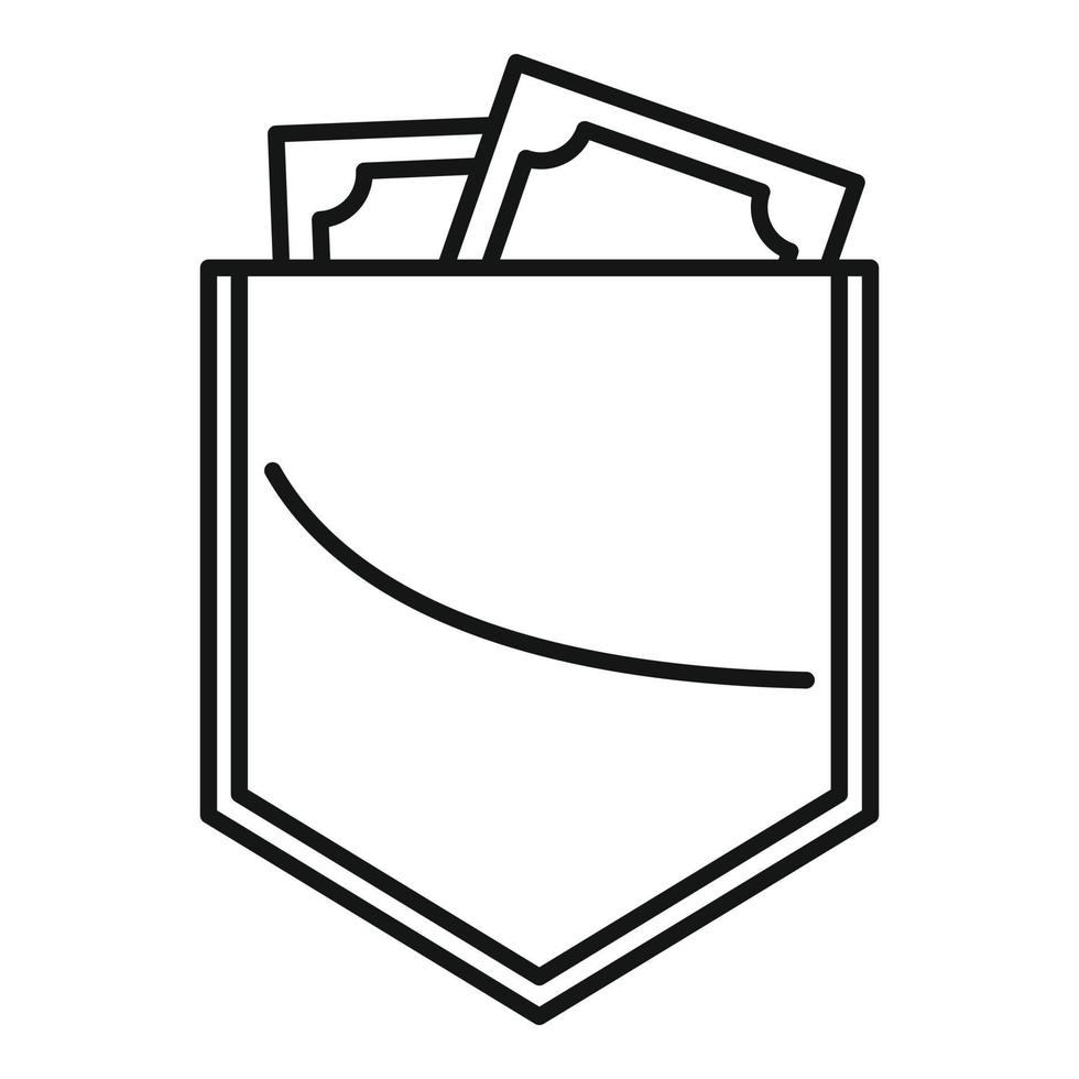 Pocket bribery money icon, outline style vector