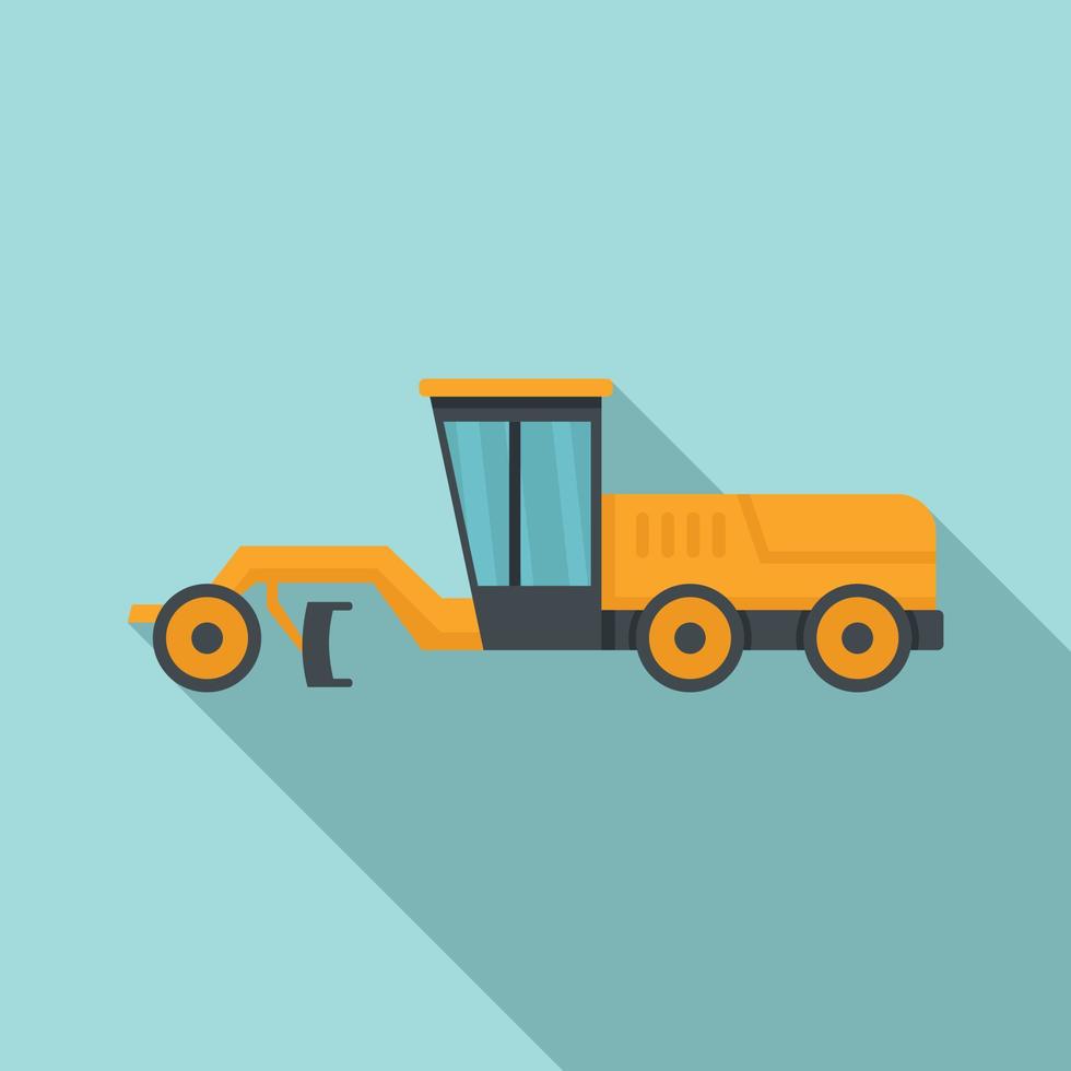 Grader machine road icon, flat style vector