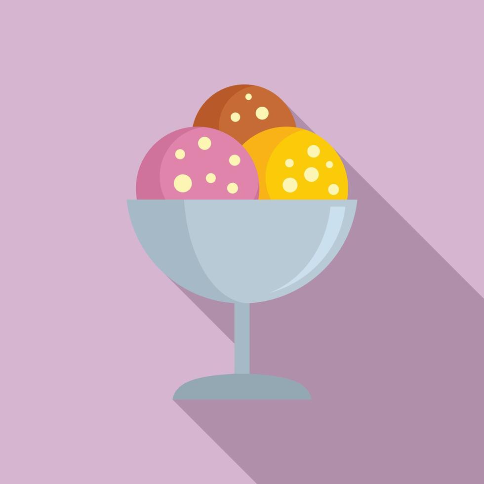 Room service ice cream balls icon, flat style vector