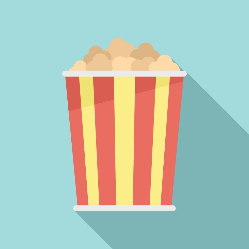 Cinema popcorn icon, flat style vector