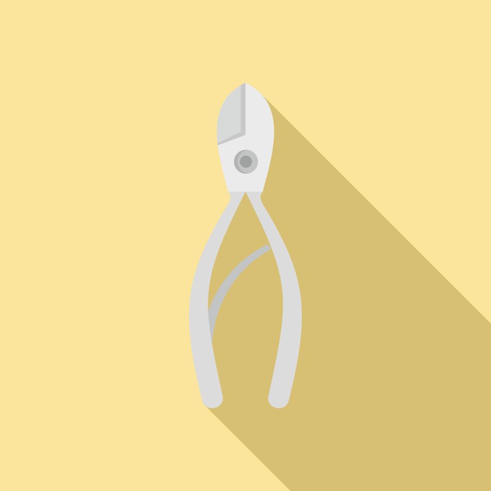 Polish steel pliers icon, flat style vector