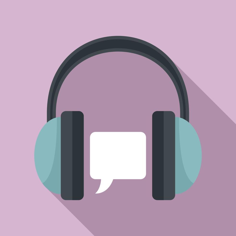 Audio linguist icon, flat style vector