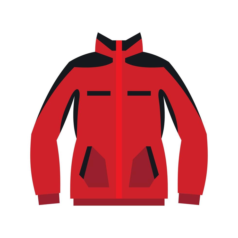 Red sweatshirt with a zipper icon, flat style vector