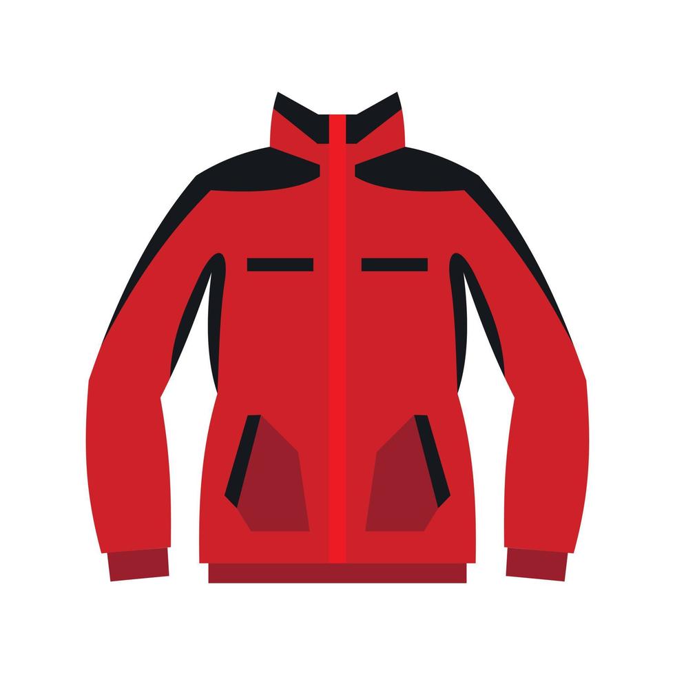 Red sweatshirt with a zipper icon, flat style vector