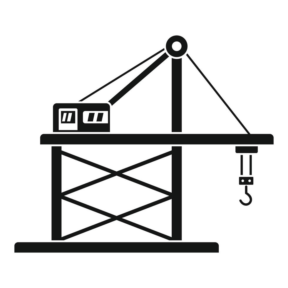 icono de grúa portuaria, estilo simple vector