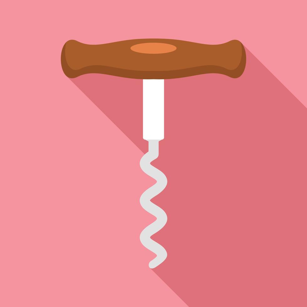 Wood corkscrew icon, flat style vector