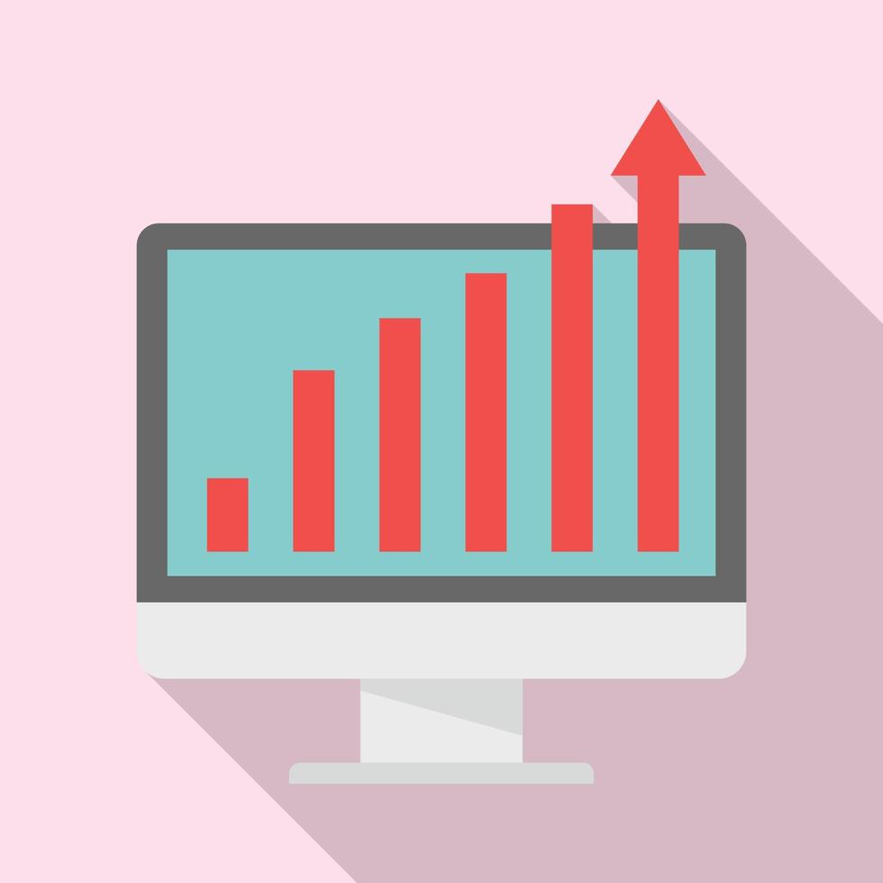 Online report graph icon, flat style vector