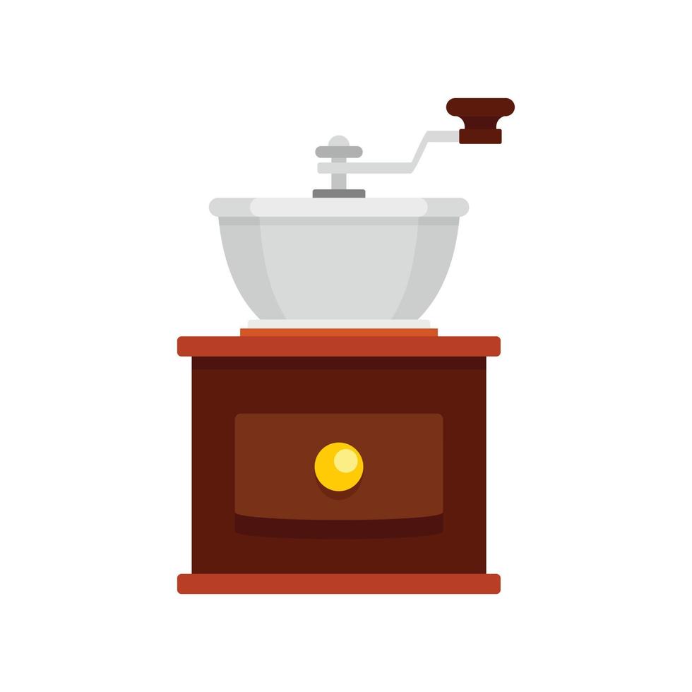 Hand coffee grinder icon, flat style vector