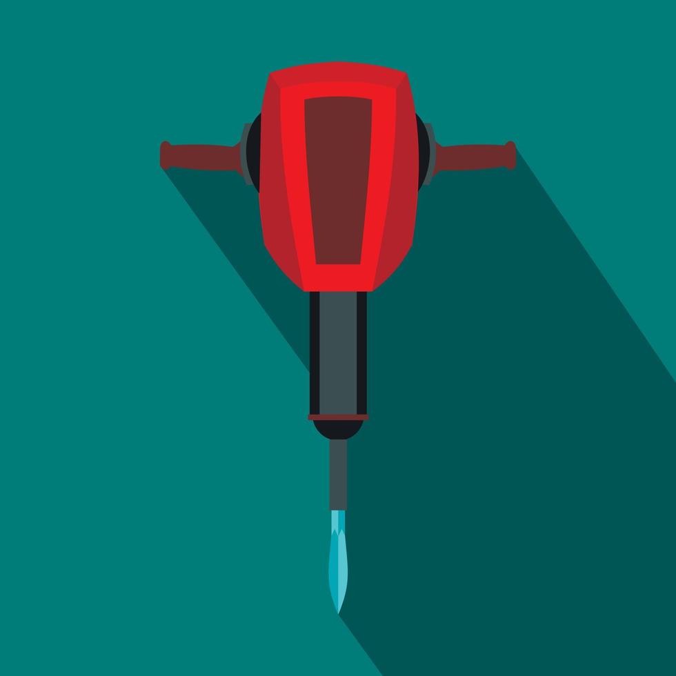 Pneumatic plugger hammer icon, flat style vector