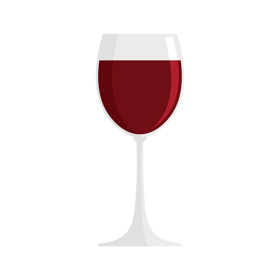 Glass of red wine icon, flat style vector