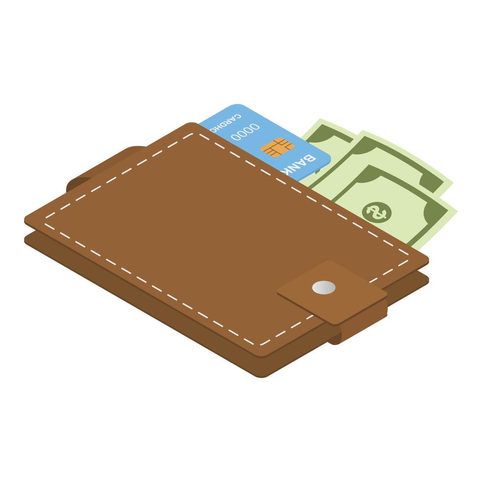 Wallet icon, isometric style vector