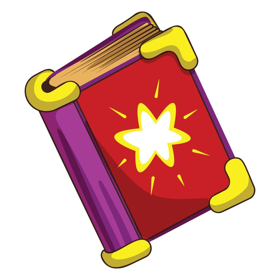 Magic book icon, cartoon style vector