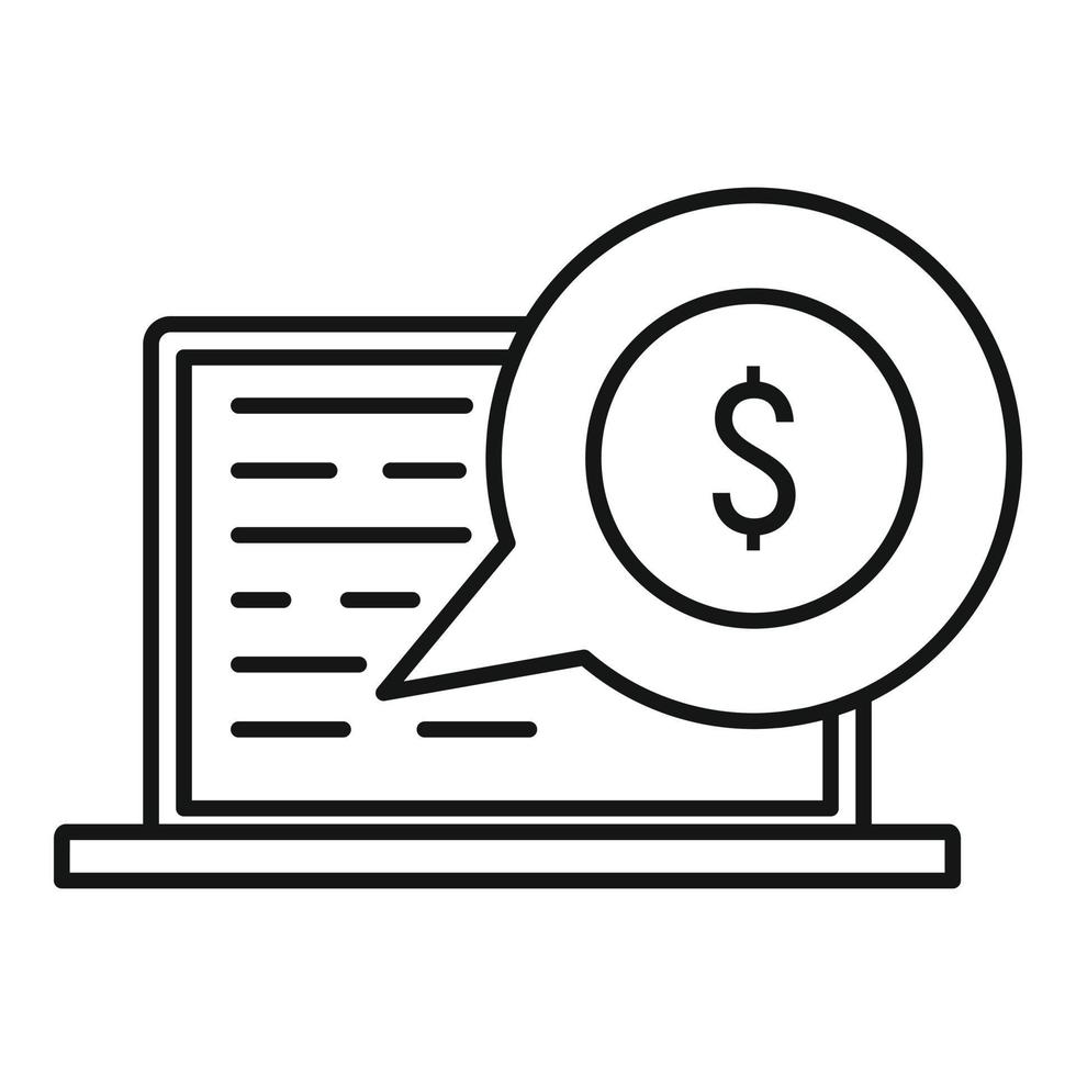 Internet laptop banking icon, outline style vector