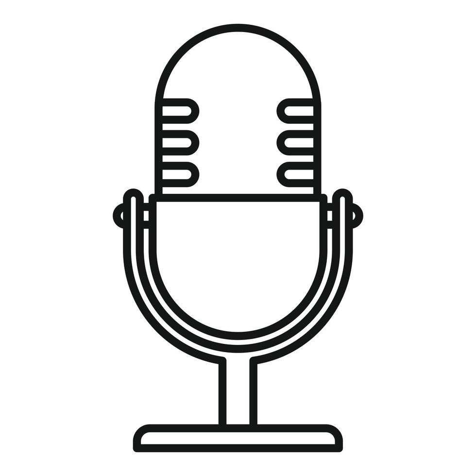 Studio microphone icon, outline style vector