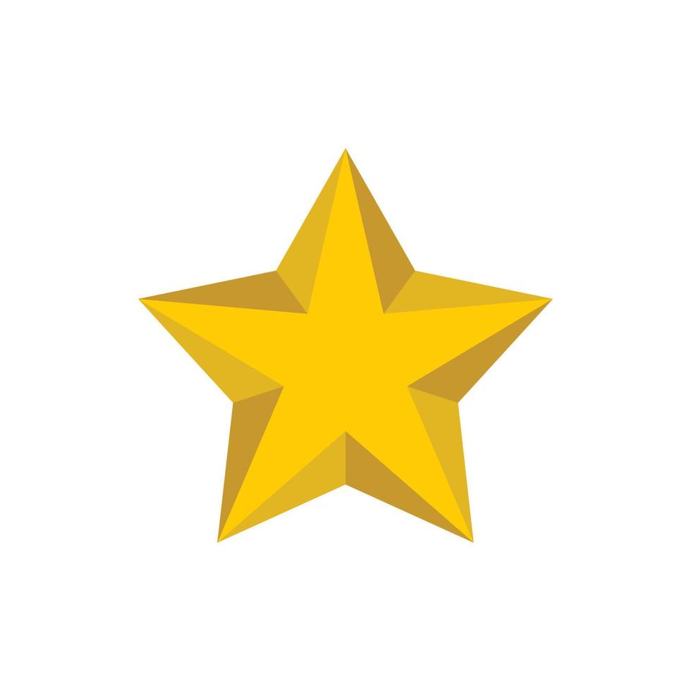 Golden star icon, flat style vector