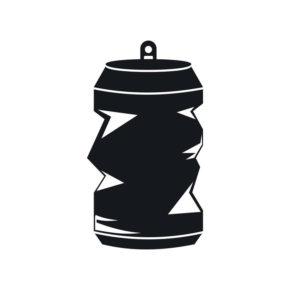 icono de latas de aluminio arrugado, estilo simple vector