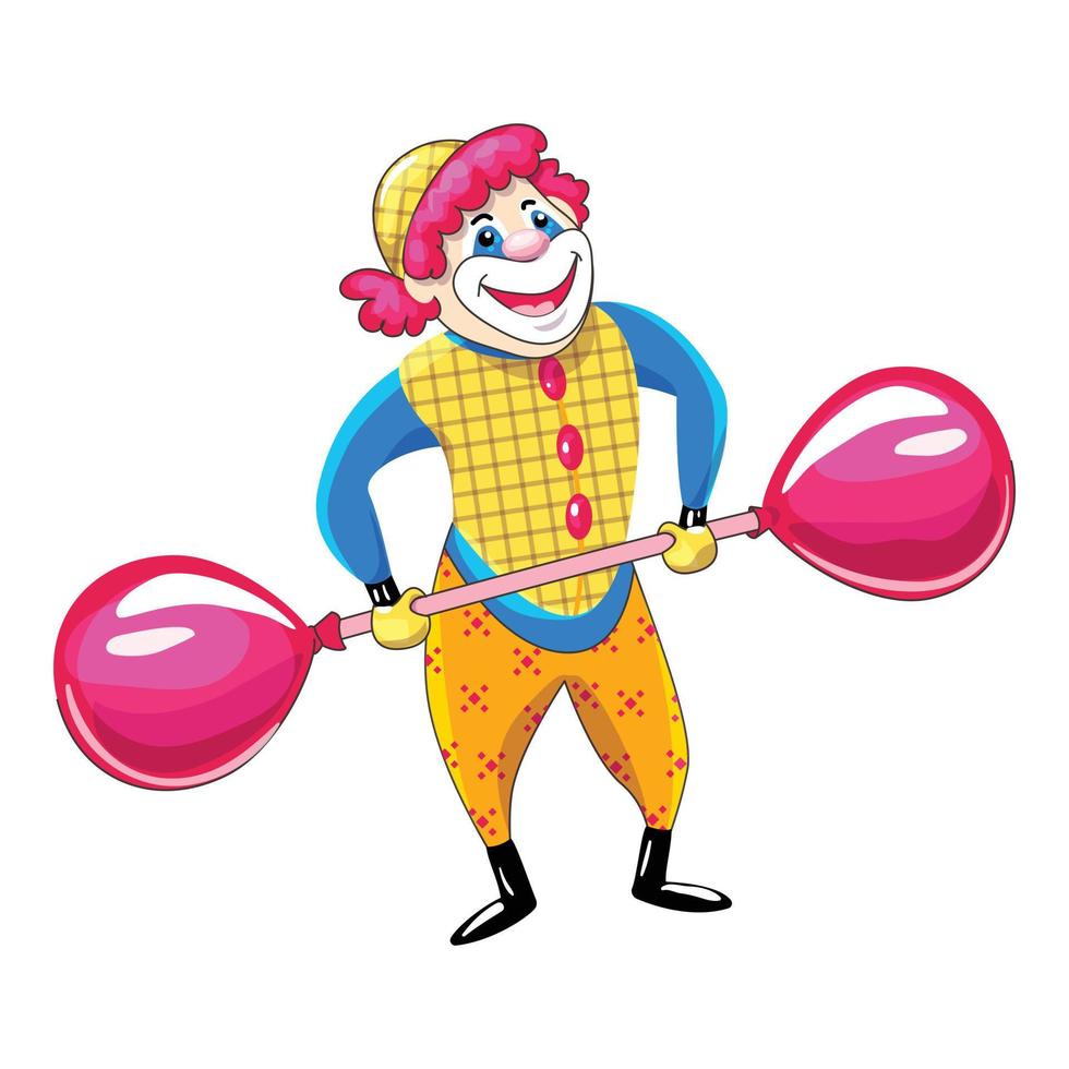 Clown balloon barbell icon, cartoon style vector