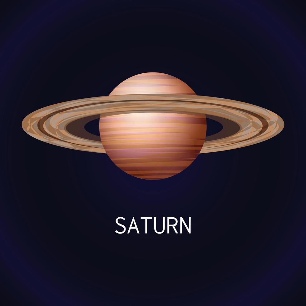 Saturn planet icon, cartoon style vector