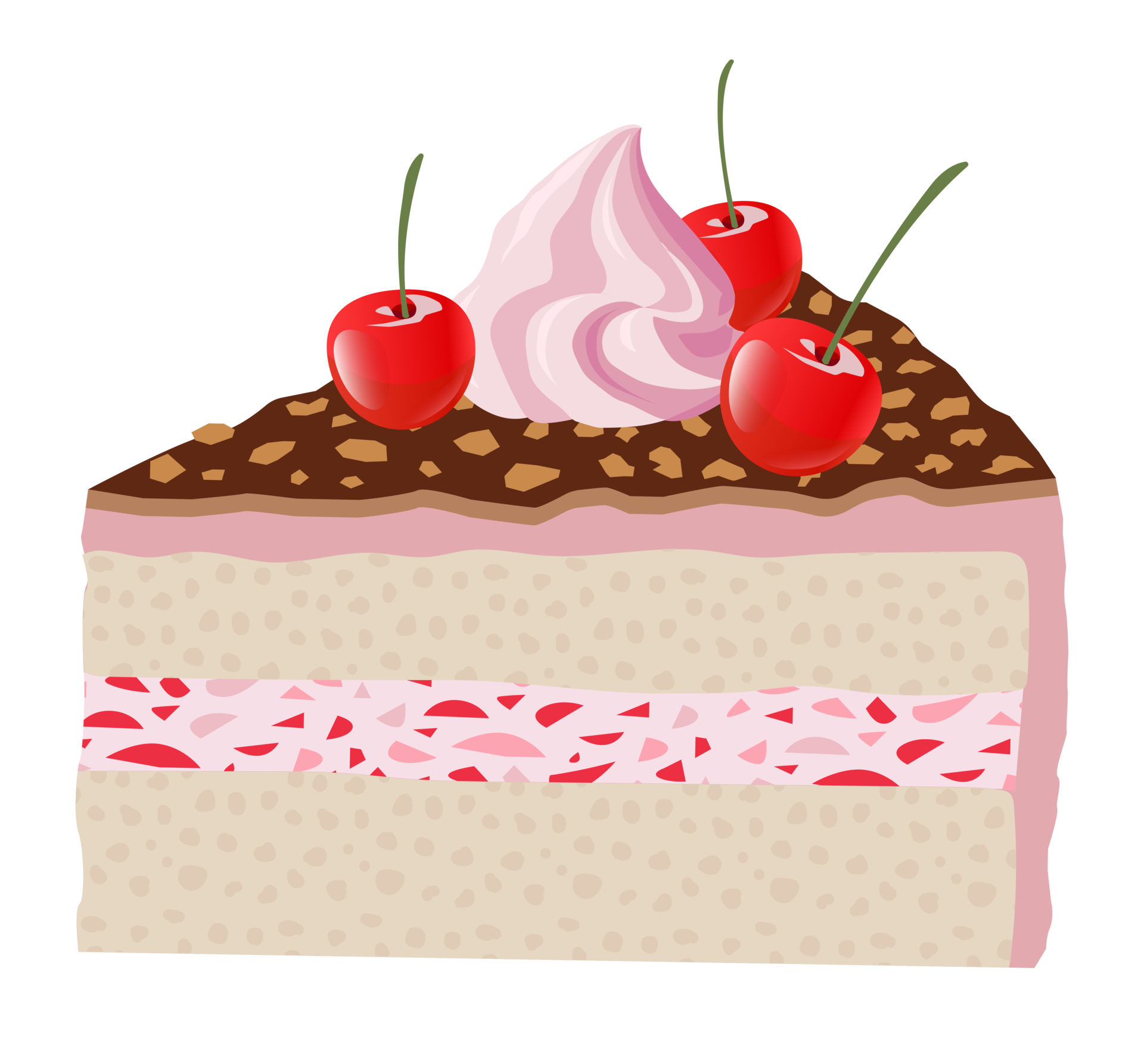 Free Chocolate cake with cream and berry. Piece of cake illustration. PNG  with transparent background 14529279 PNG with Transparent Background