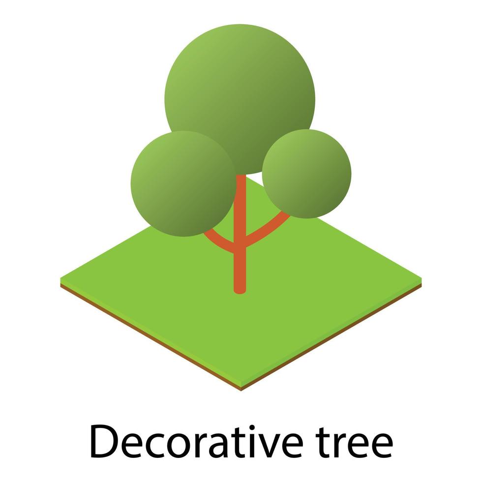 icono de árbol decorativo, estilo isométrico vector