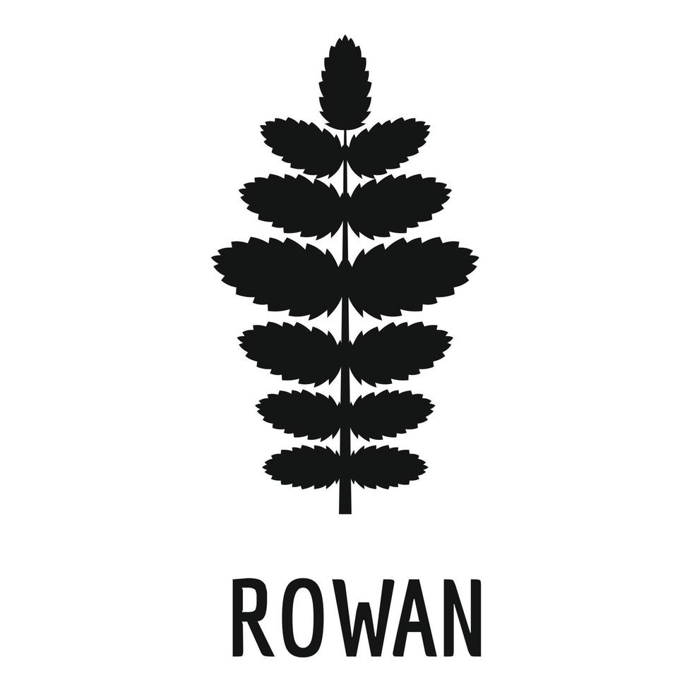 Rowan leaf icon, simple black style vector