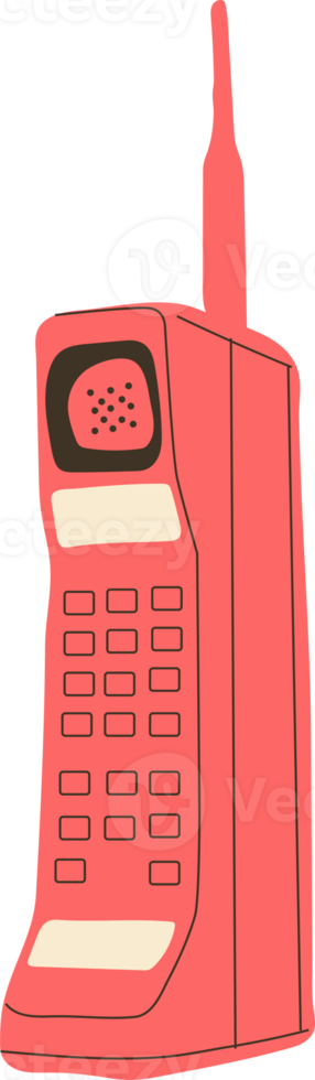 Old phone with antenna.PNG in cartoon style. All elements are isolated png
