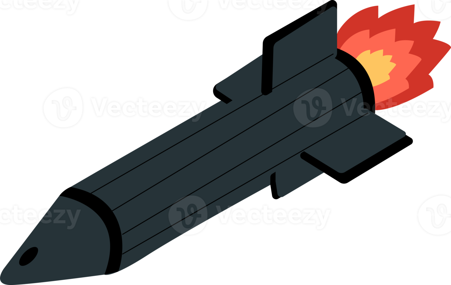 Flying cruise missile. Hand drawn. PNG illustration