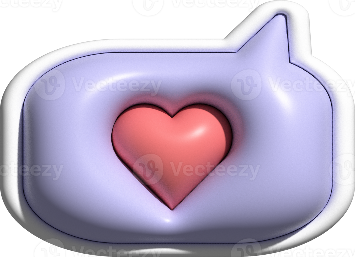 cute 3d heart shape in speech bubble decoration png