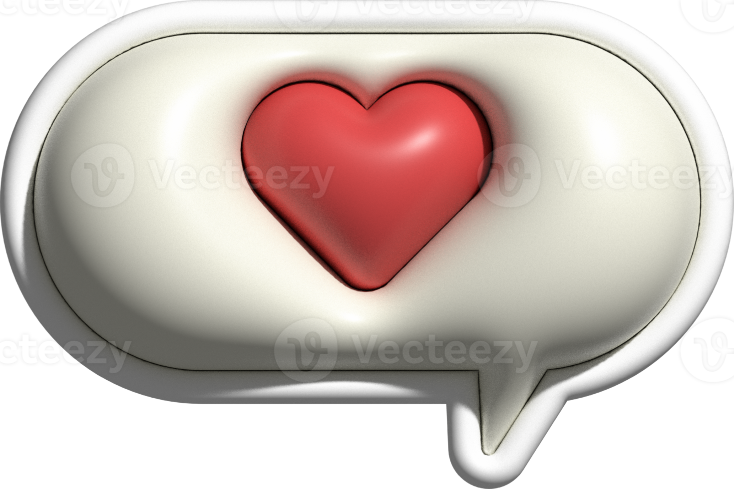 cute 3d heart shape in speech bubble decoration png