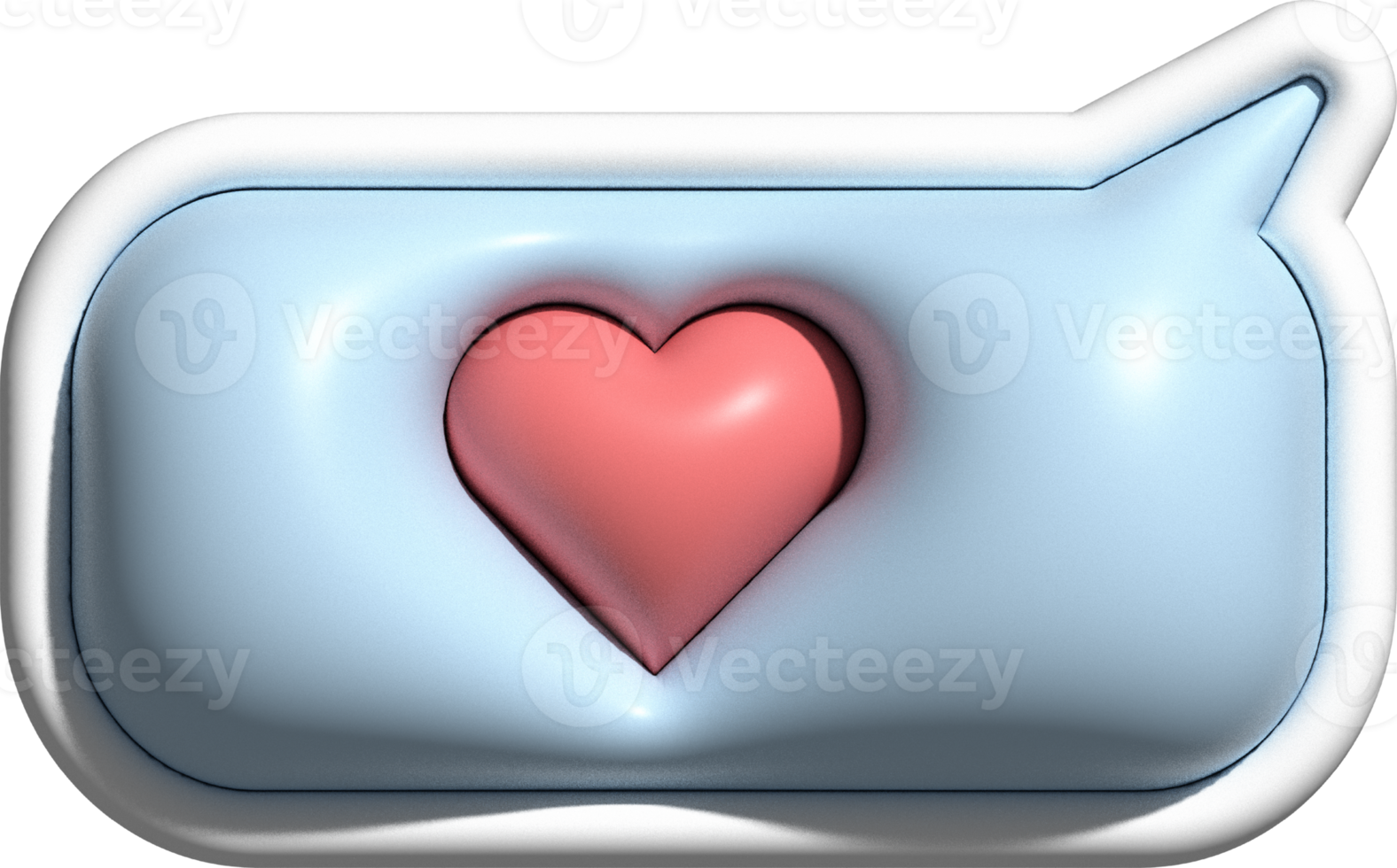 cute 3d heart shape in speech bubble decoration png