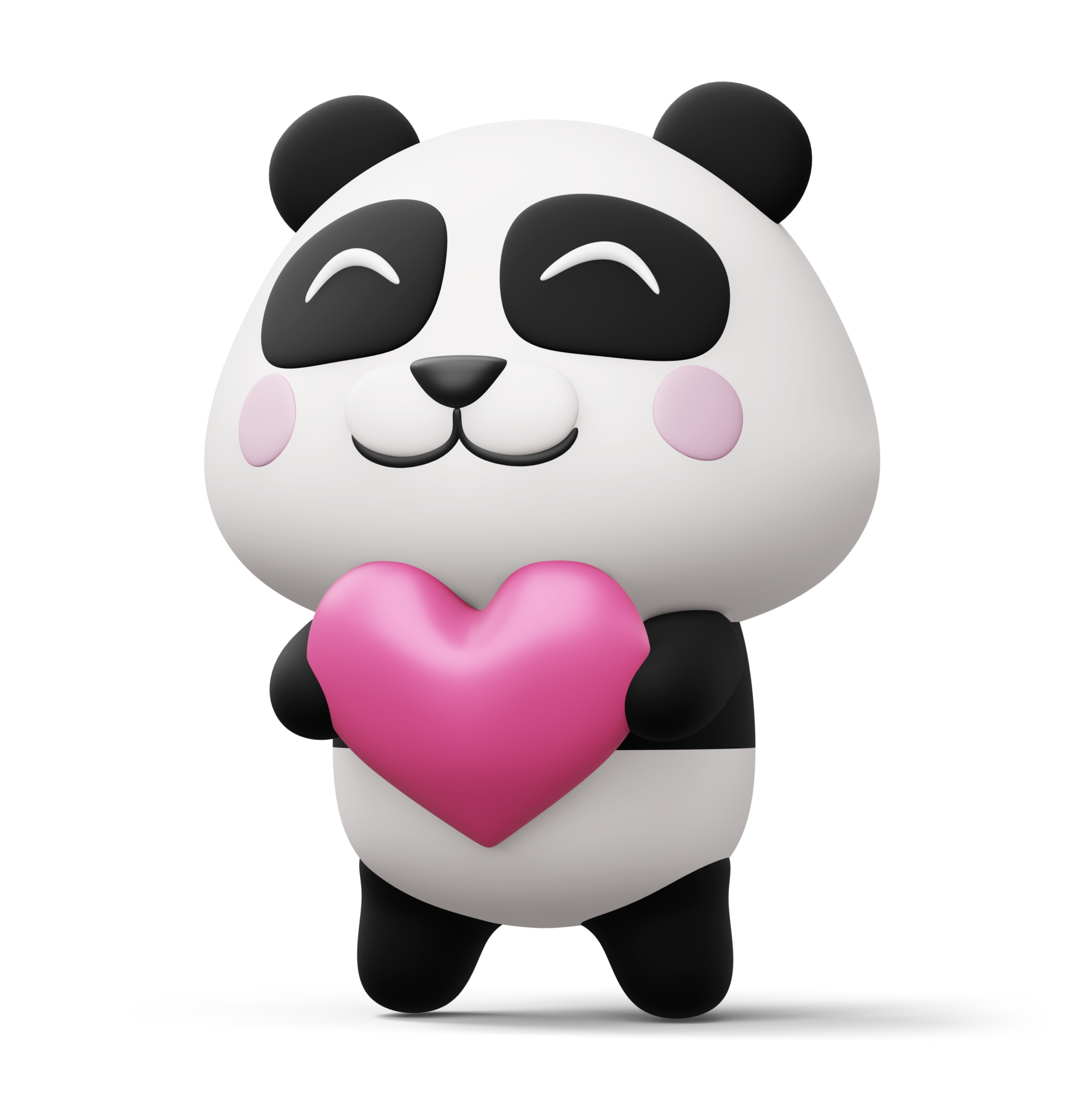 Cute panda with heart, cute animal, 3d rendering 14529549 PNG