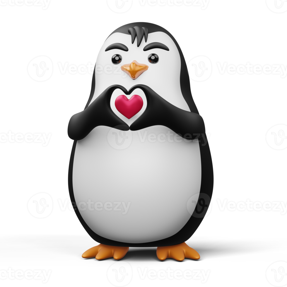 Cute penguin, cute animal, 3d rendering illustration png