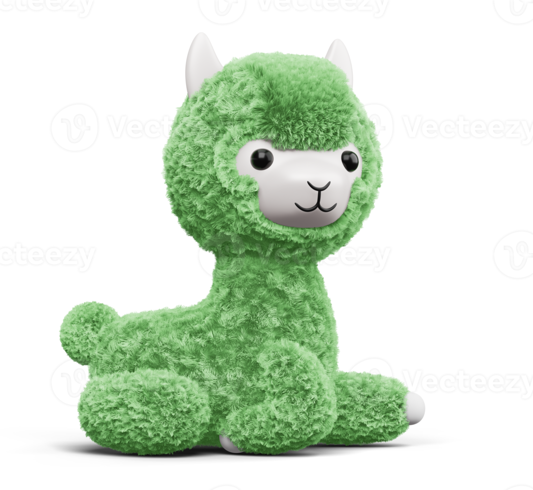 alpaca linda feliz, ilustración de representación 3d png