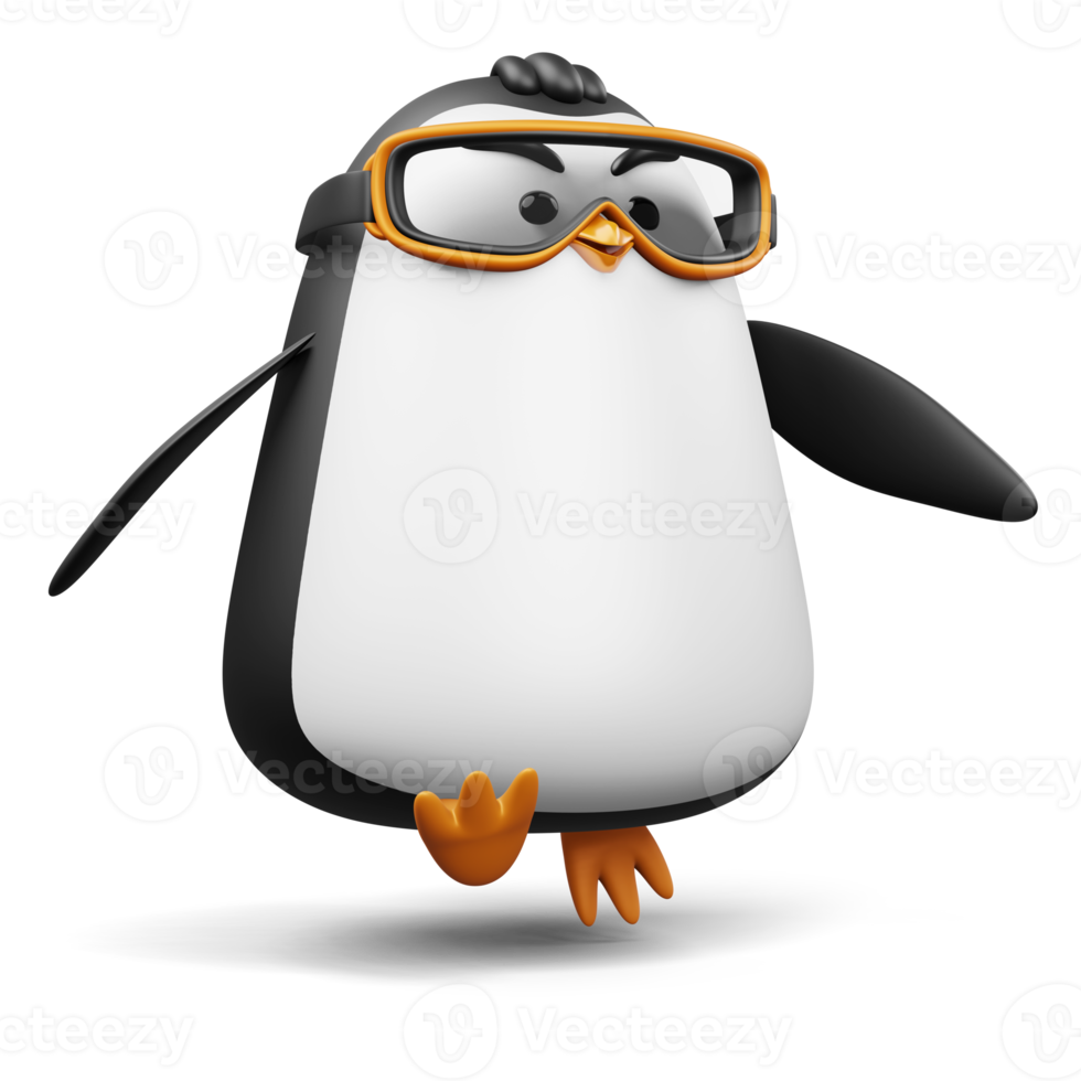 Cute penguin, cute animal, 3d rendering illustration png