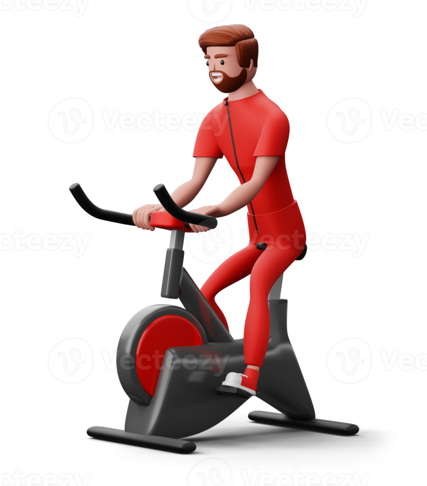 Happy fitness man, Exercise or fitness for good health, 3d rendering png