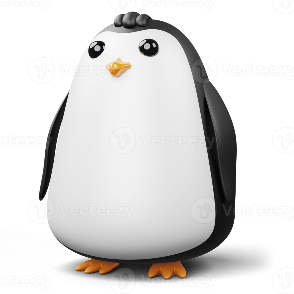 Cute penguin, cute animal, 3d rendering illustration png