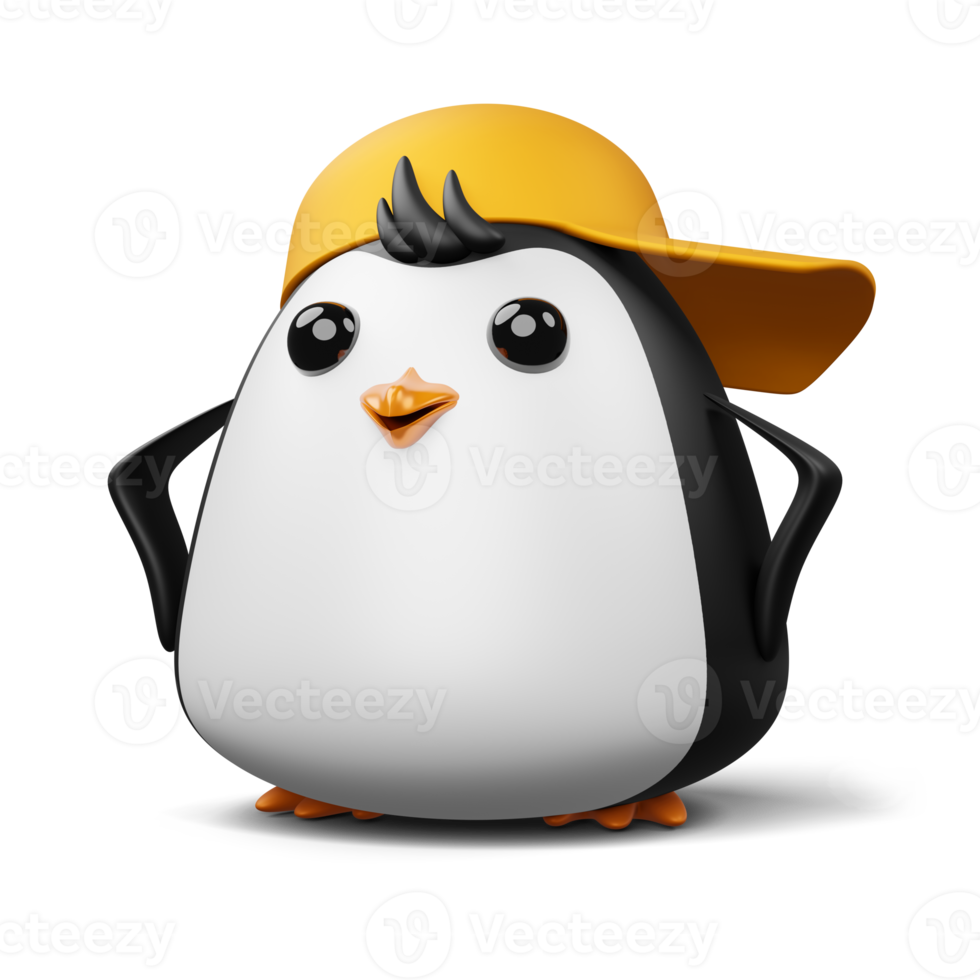 Cute penguin, cute animal, 3d rendering illustration png