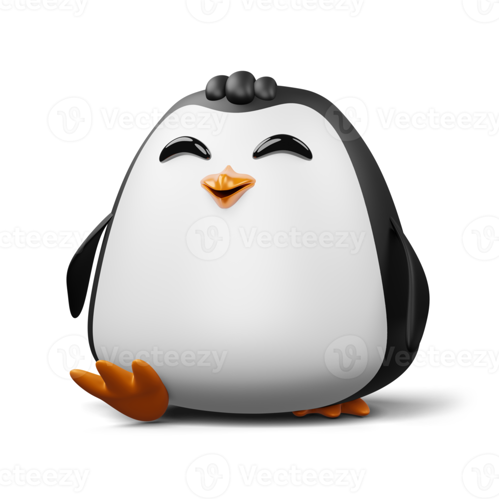 Cute penguin, cute animal, 3d rendering illustration png