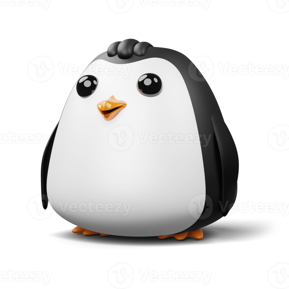 Cute penguin, cute animal, 3d rendering illustration png