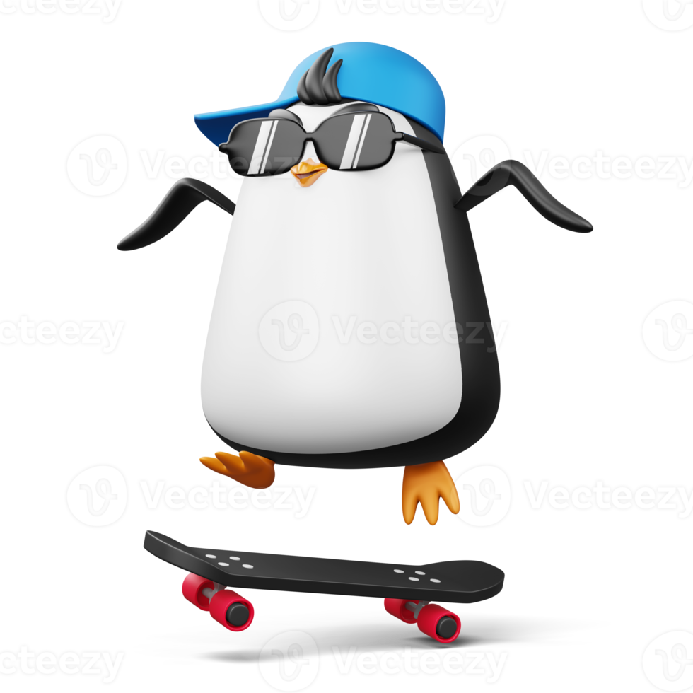 Cute penguin, cute animal, 3d rendering illustration png